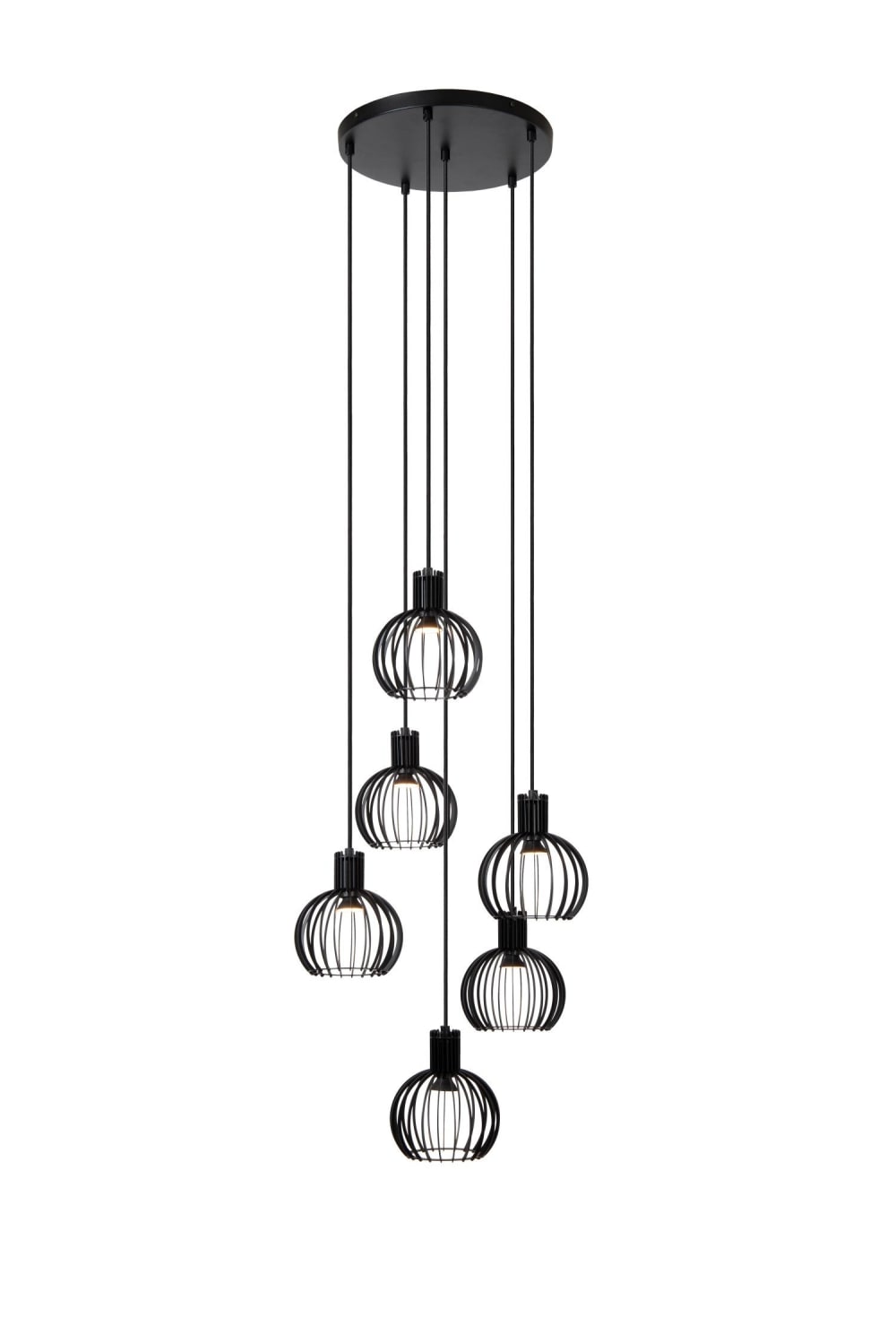 Suspension métal 6 lumières noir