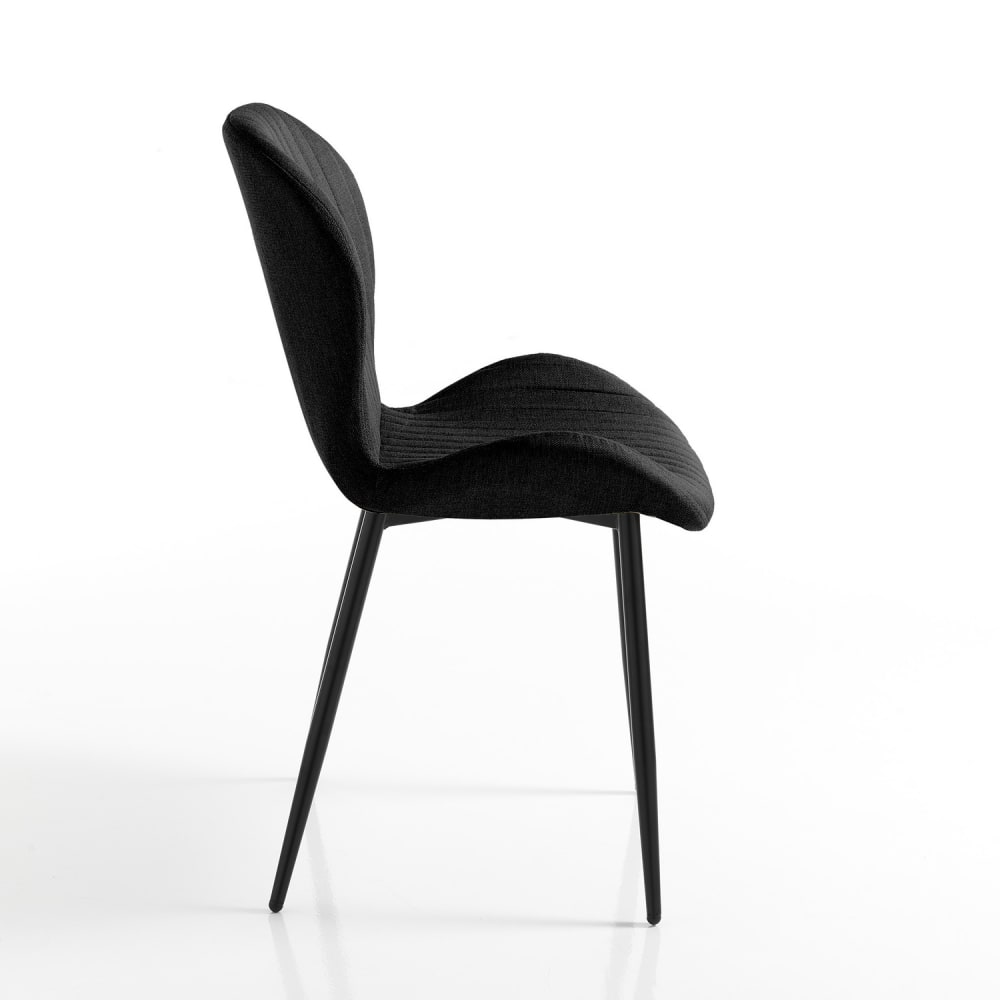 Lot de 4 chaises tissu noir métal noir