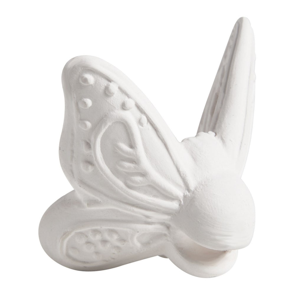 Mathilde M Papillon à poser sur verre en biscuit de céramique Blanc