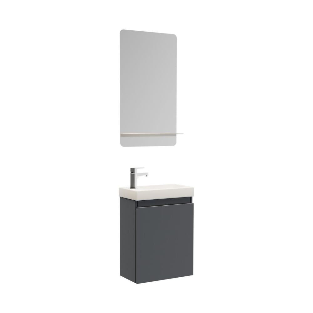Meuble lave-mains  + robinet chromé + miroir rectangulaire