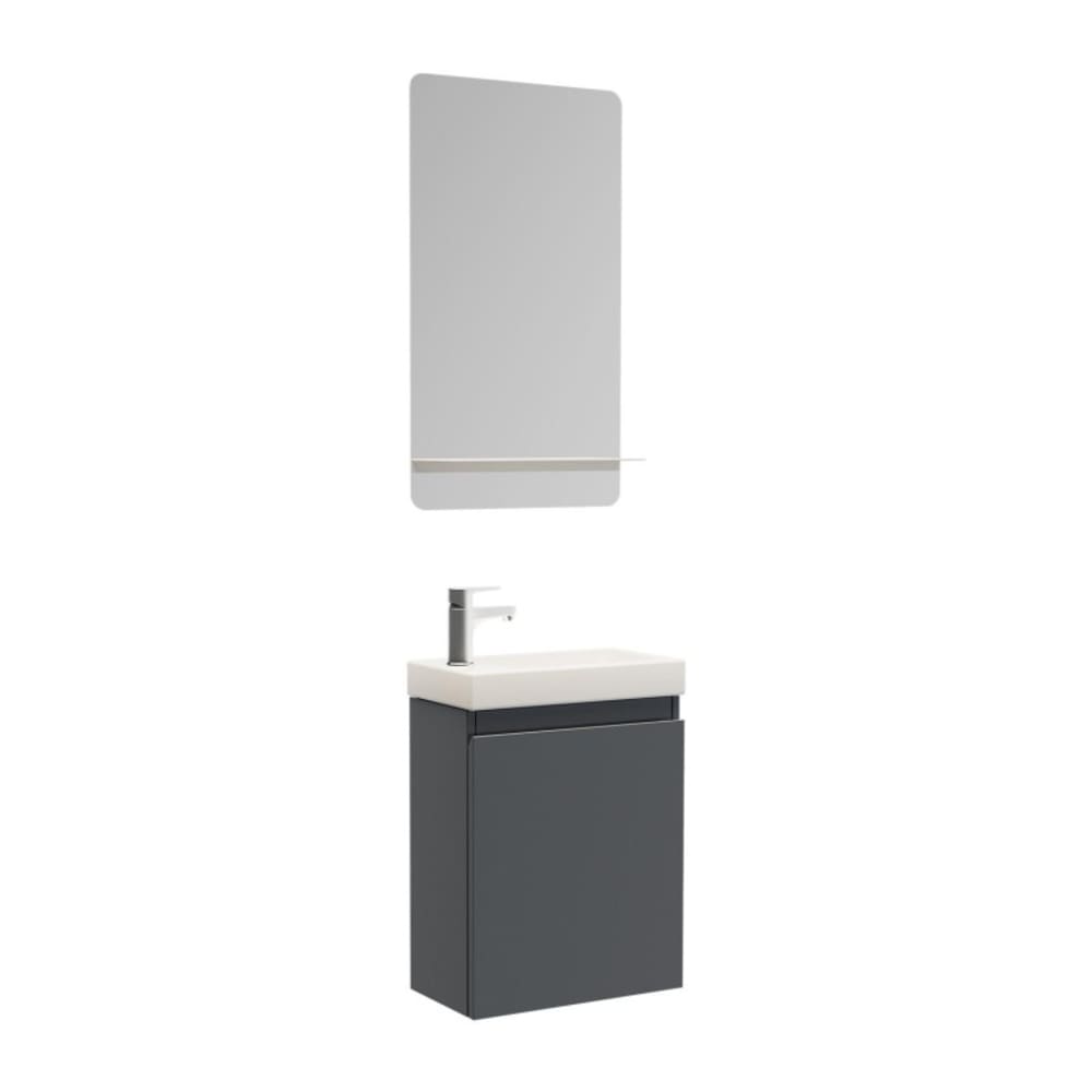 Meuble lave-mains + robinet chromé + miroir rectangulaire - Maisons du Monde