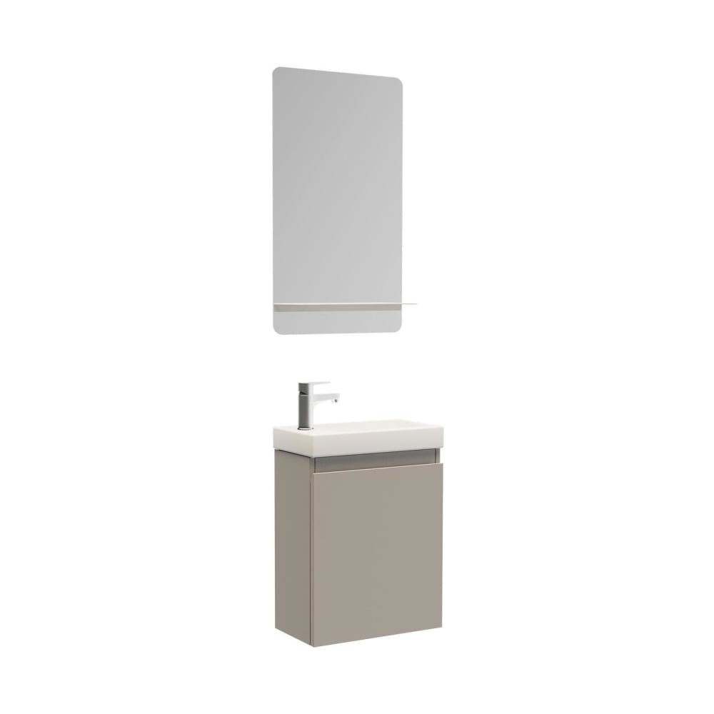 Meuble lave-mains  + robinet chromé + miroir rectangulaire