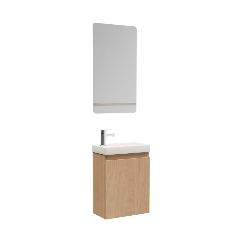 Meuble lave-mains  + robinet chromé + miroir rectangulaire
