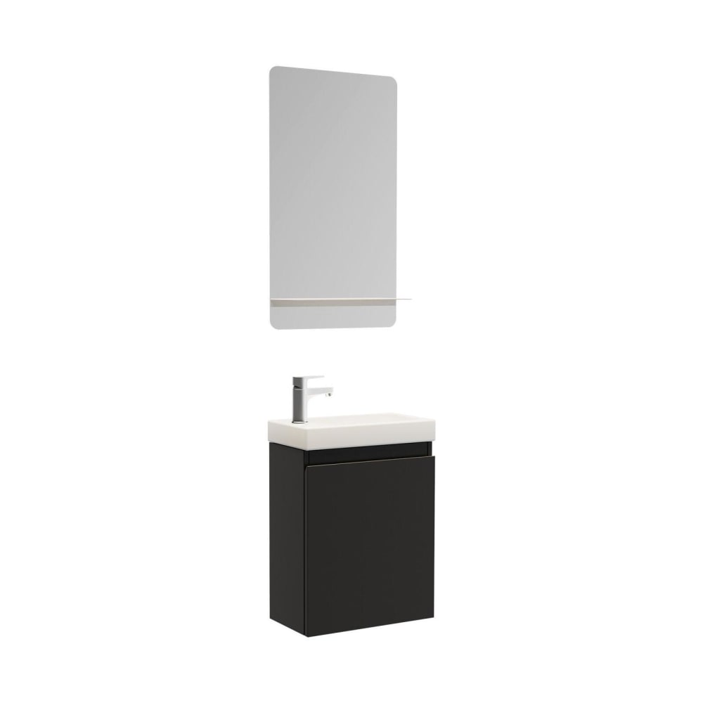 Meuble lave-mains  + robinet chromé + miroir rectangulaire
