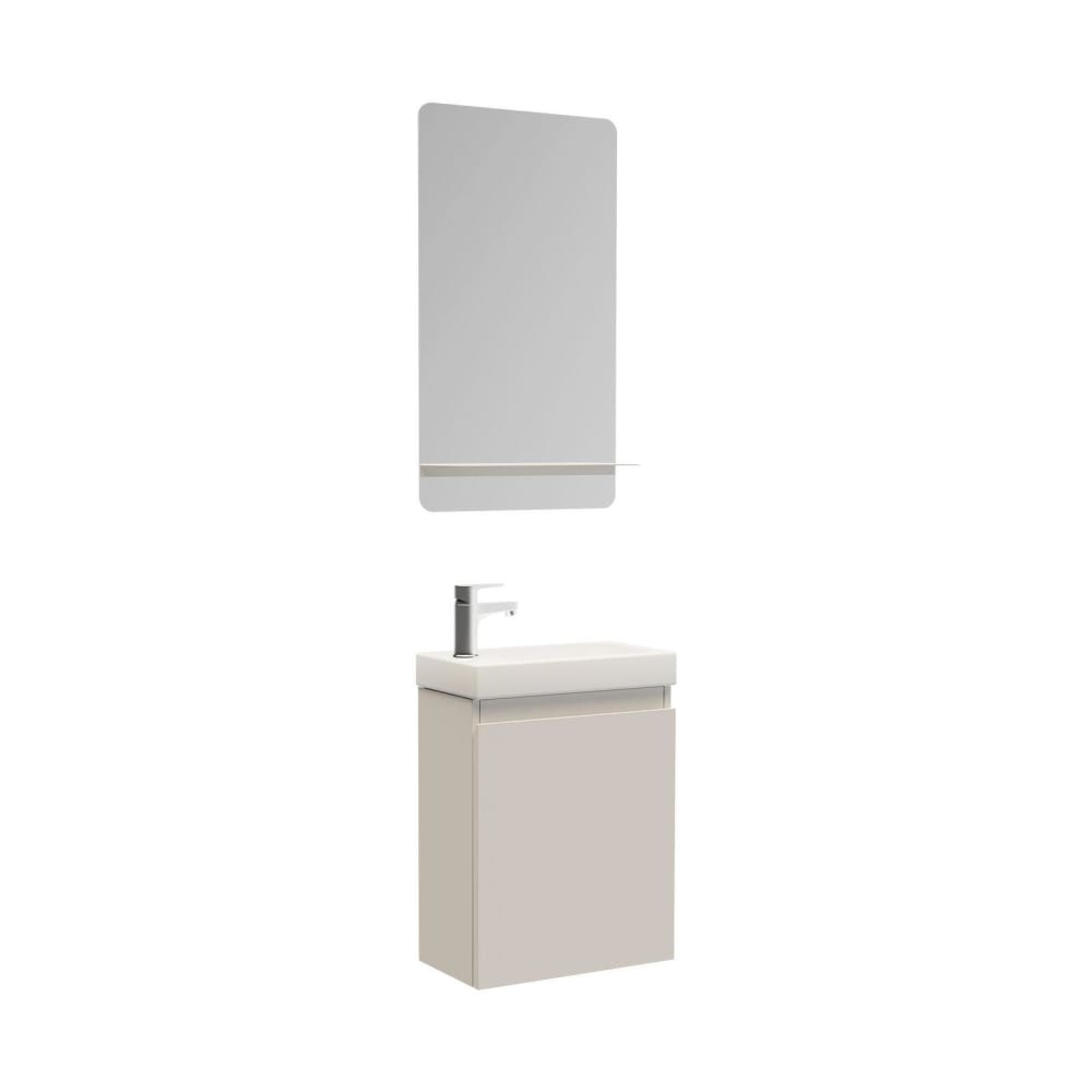 Meuble lave-mains  + robinet chromé + miroir rectangulaire