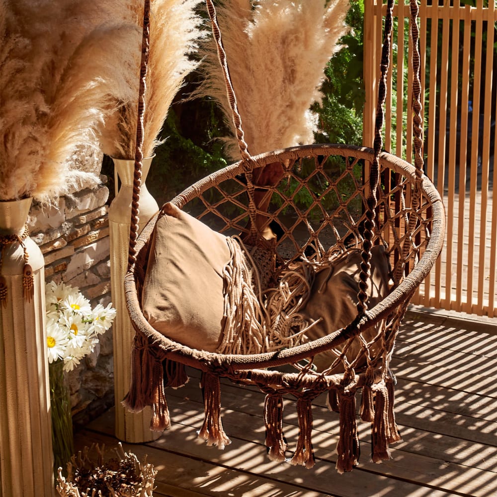 Fauteuil suspendu en polycoton et acier marron - Maisons du Monde