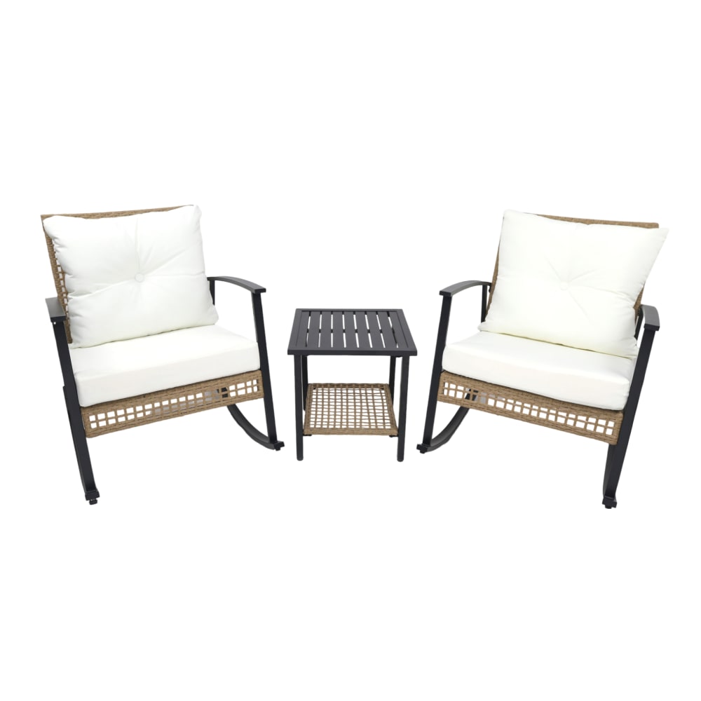 Ensemble de jardin avec 2 chaises et table en aluminium et polyrattan