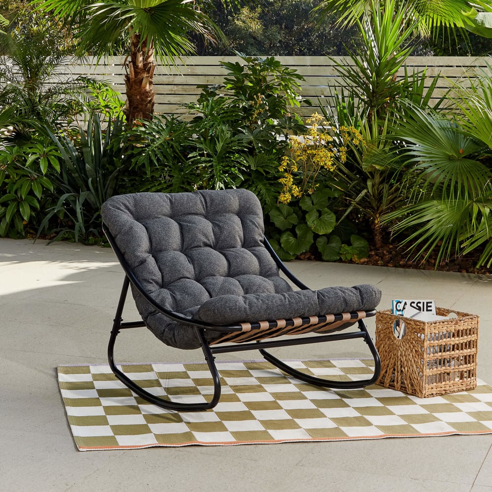 Chaise à bascule d'extérieur en acier et polyester, gris - Maisons du Monde