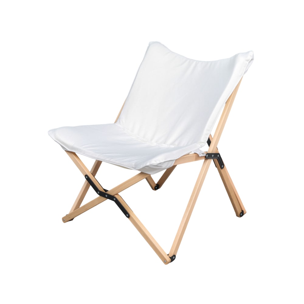 Chaise de régisseur pour jardin en bois et polyester marron et blanc