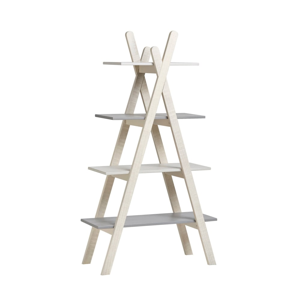 Bibliothèque 4 étagères, blanc/gris, 80x146 cm