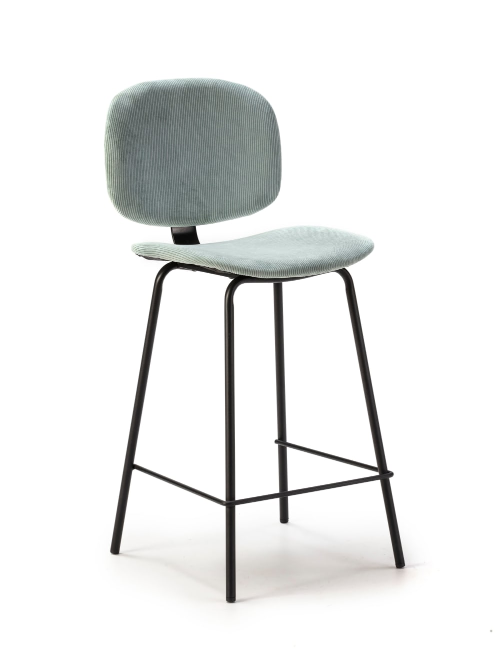 Lot de 2 tabourets en velours côtelé et métal noir 44x51 h98 cm