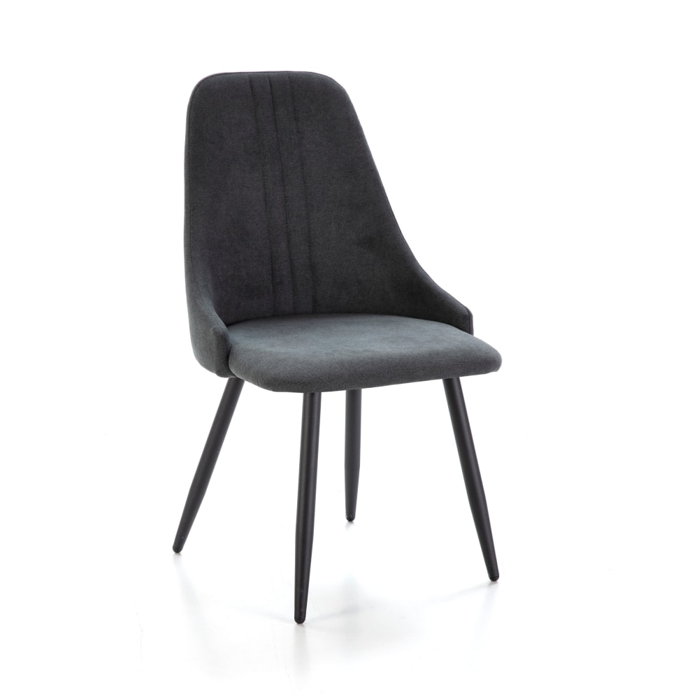 That's Casa 4er-Set Stühle aus Stoff und schwarzen Metallbeinen 44x44 h91 cm style modern Grau Stoff