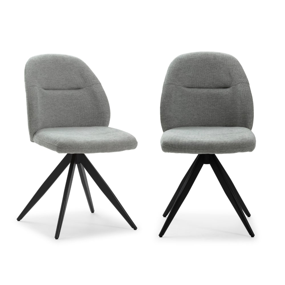 Calicosy 2er-Set Drehstühle aus schwarzem Stoff und Metall, 47x47 h85 cm style modern Grau Stoff