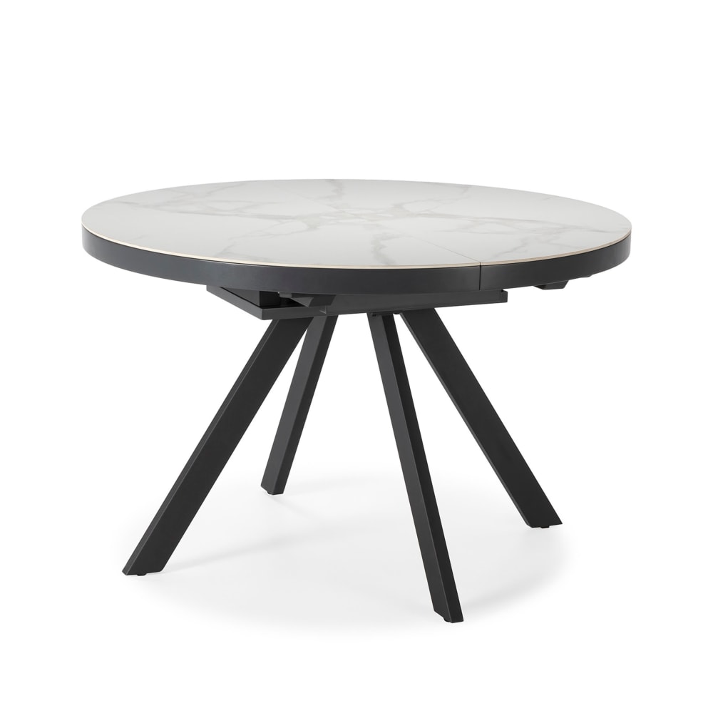 Table extensible pour 4/6 personnes céramique blanche 120/160x76 cm