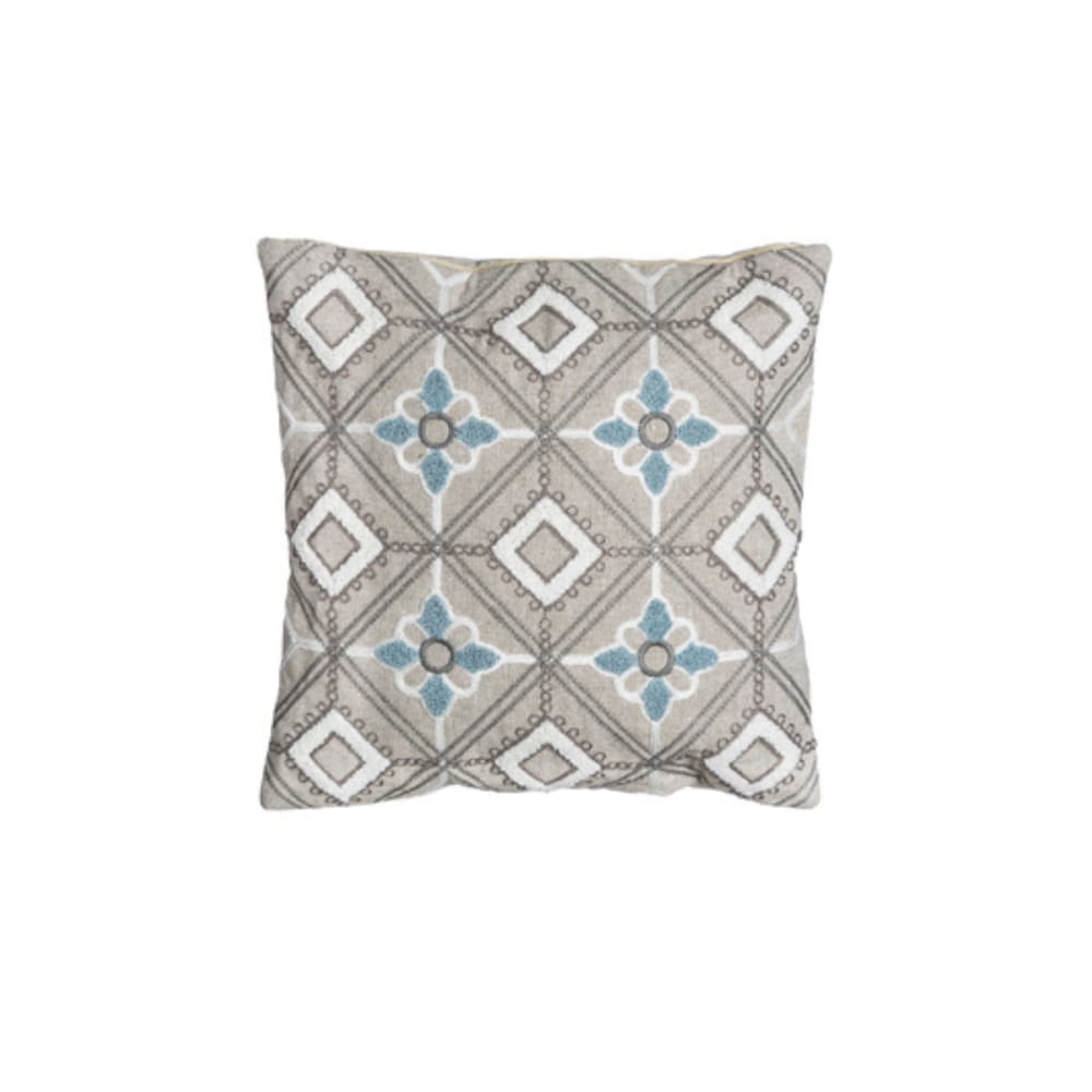 Housse de coussin décorative en coton beige à motif géométrique h40