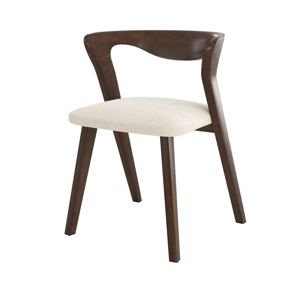 Maison Pavane Dunkles Gummibaumholz Stuhl mit cremefarbener Boucle ткани style vintage Braun