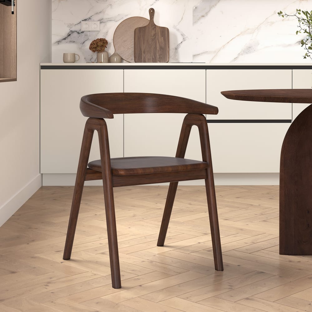 Dunkle Gummibaum-Stuhl mit Armlehnen - Maisons Du Monde