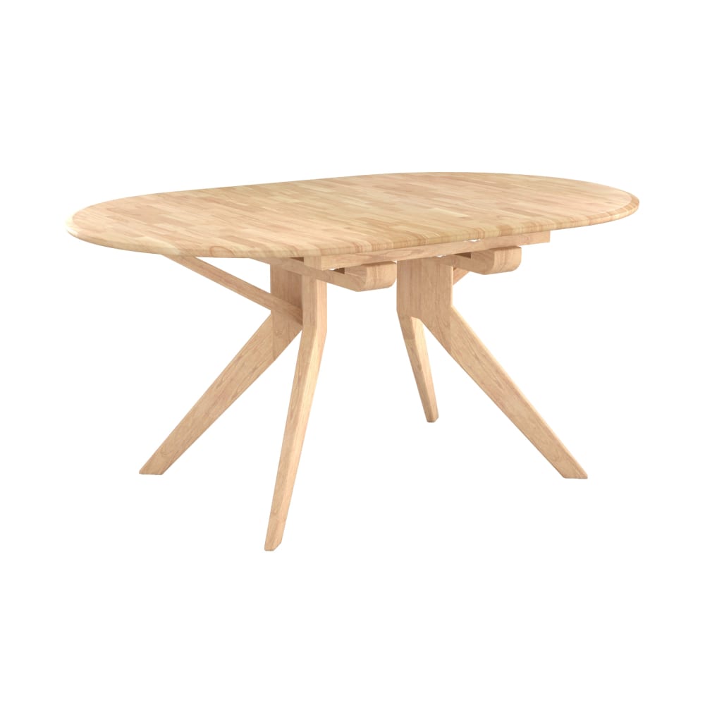Table extensible en bois d'hévéa massif clair 6 à 10 personnes