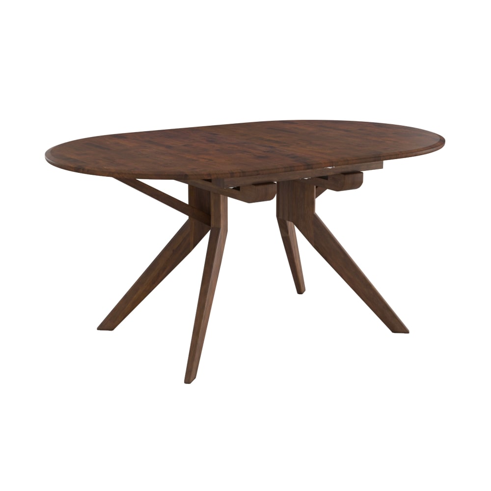 Table extensible en bois d'hévéa massif foncé 6 à 10 personnes