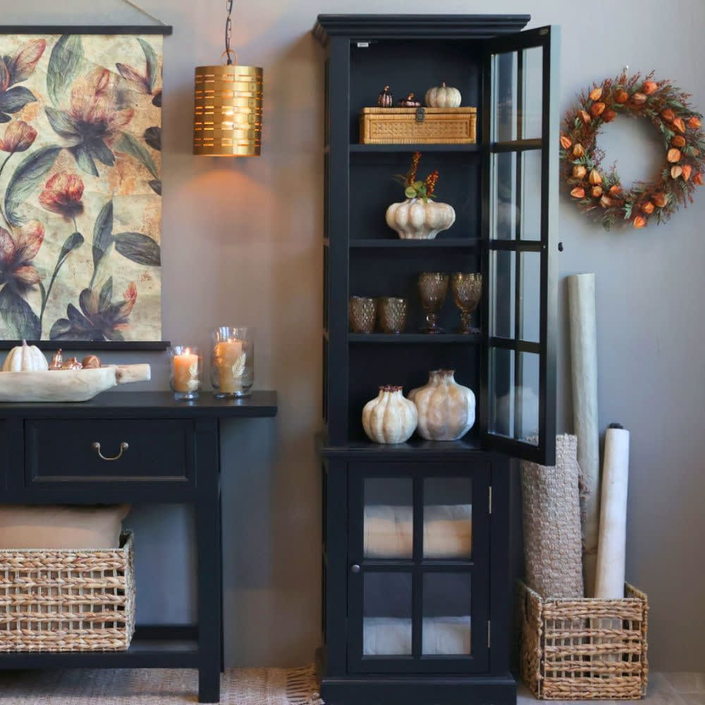 Armoire 2 portes rangement chambre salle de bain bois noir 196cm - Maisons du Monde