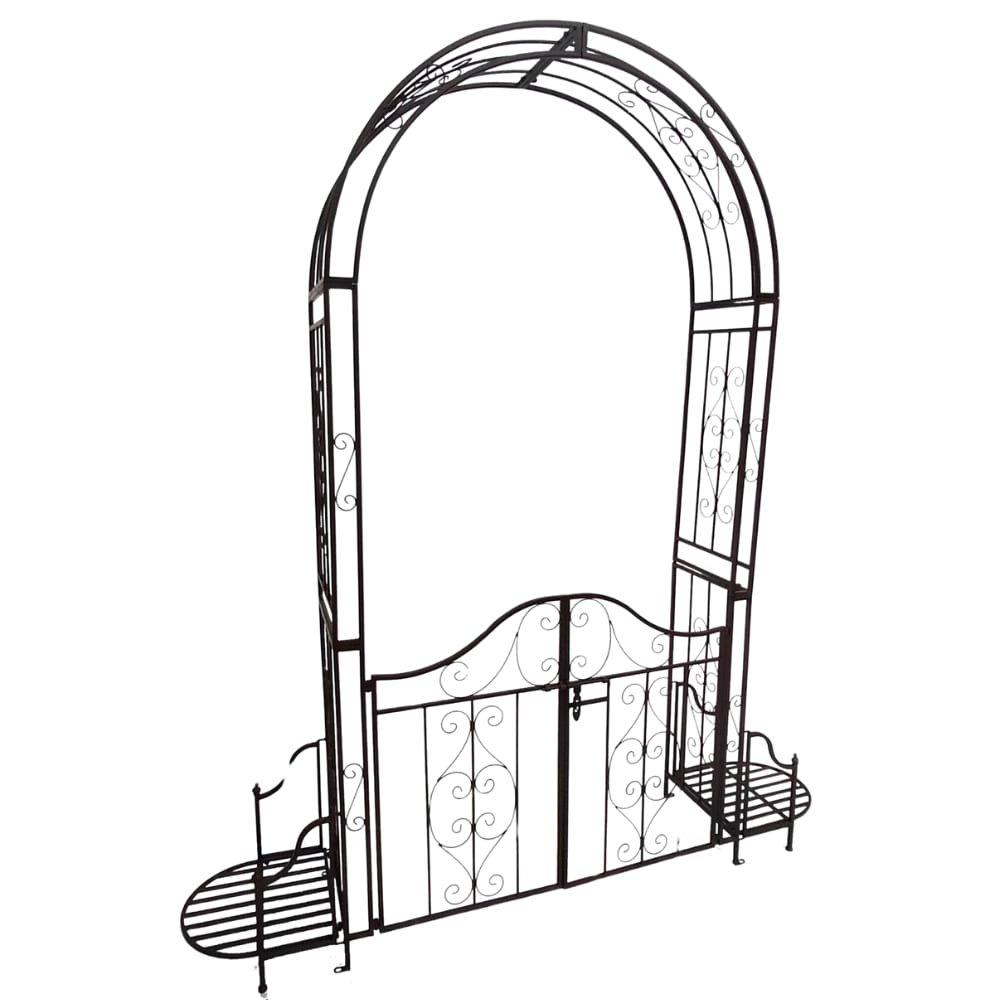 Arche/Portillon à rosiers jardin métal marron L.199 x l.40 x Ht.230 cm