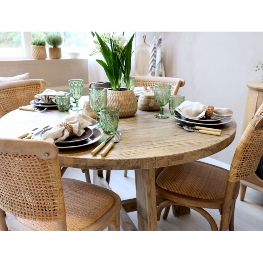 Table à manger en bois recyclé marron ø.120 x ht.76 cm - Maisons du Monde