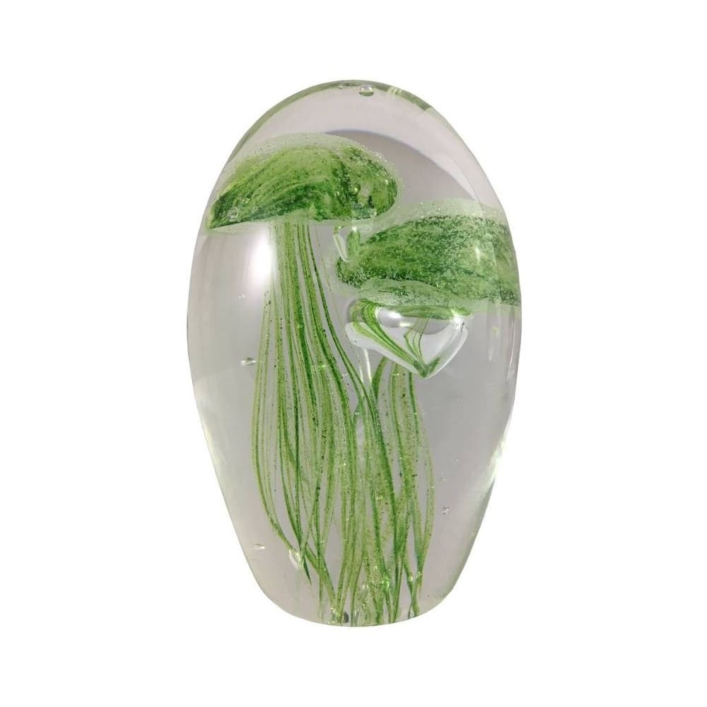 CHEMIN DE CAMPAGNE ° presse papier sulfure méduses en verre vert 9 x 6 cm style campagne