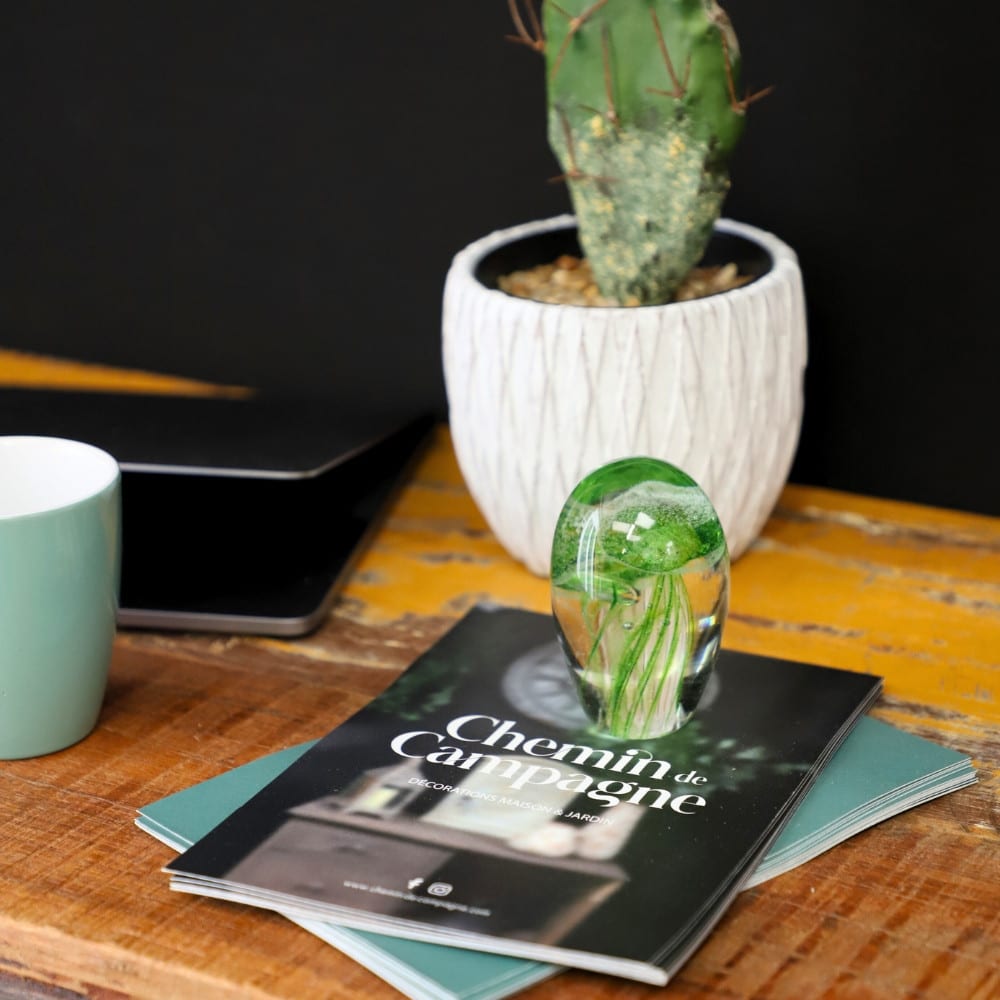 ° presse papier sulfure méduses en verre vert 9 x 6 cm - Maisons du Monde