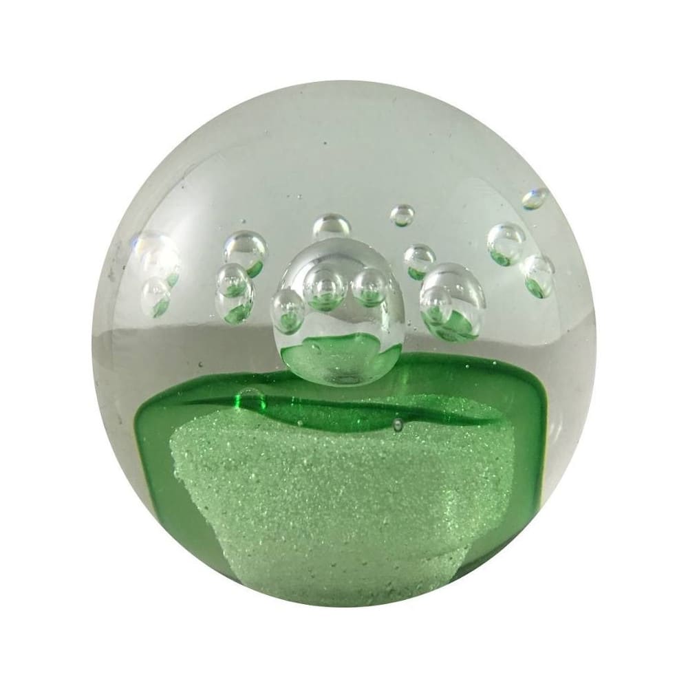 CHEMIN DE CAMPAGNE Presse papier sulfure ciel en verre vert ø.8 cm style campagne
