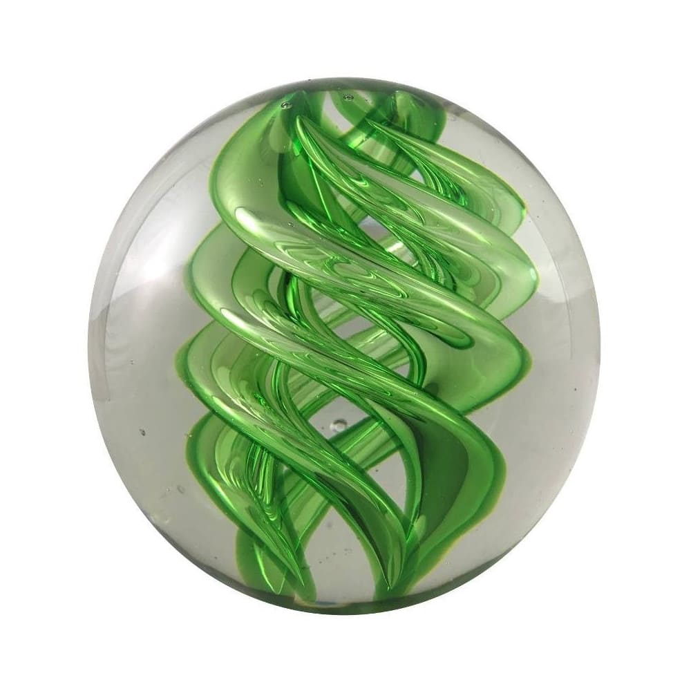 CHEMIN DE CAMPAGNE Presse papier sulfure tourbillons en verre vert ø.10 cm style campagne