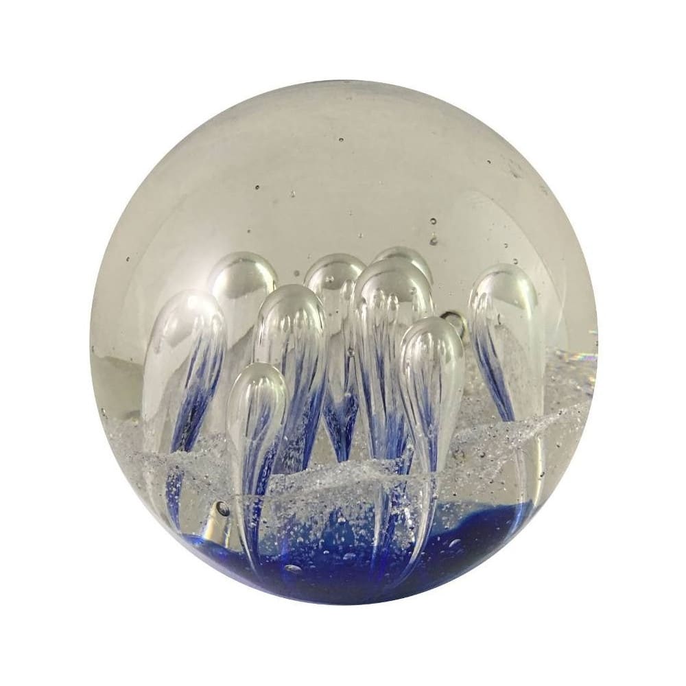 Presse papier sulfure Océan en verre bleu Ø.8 cm