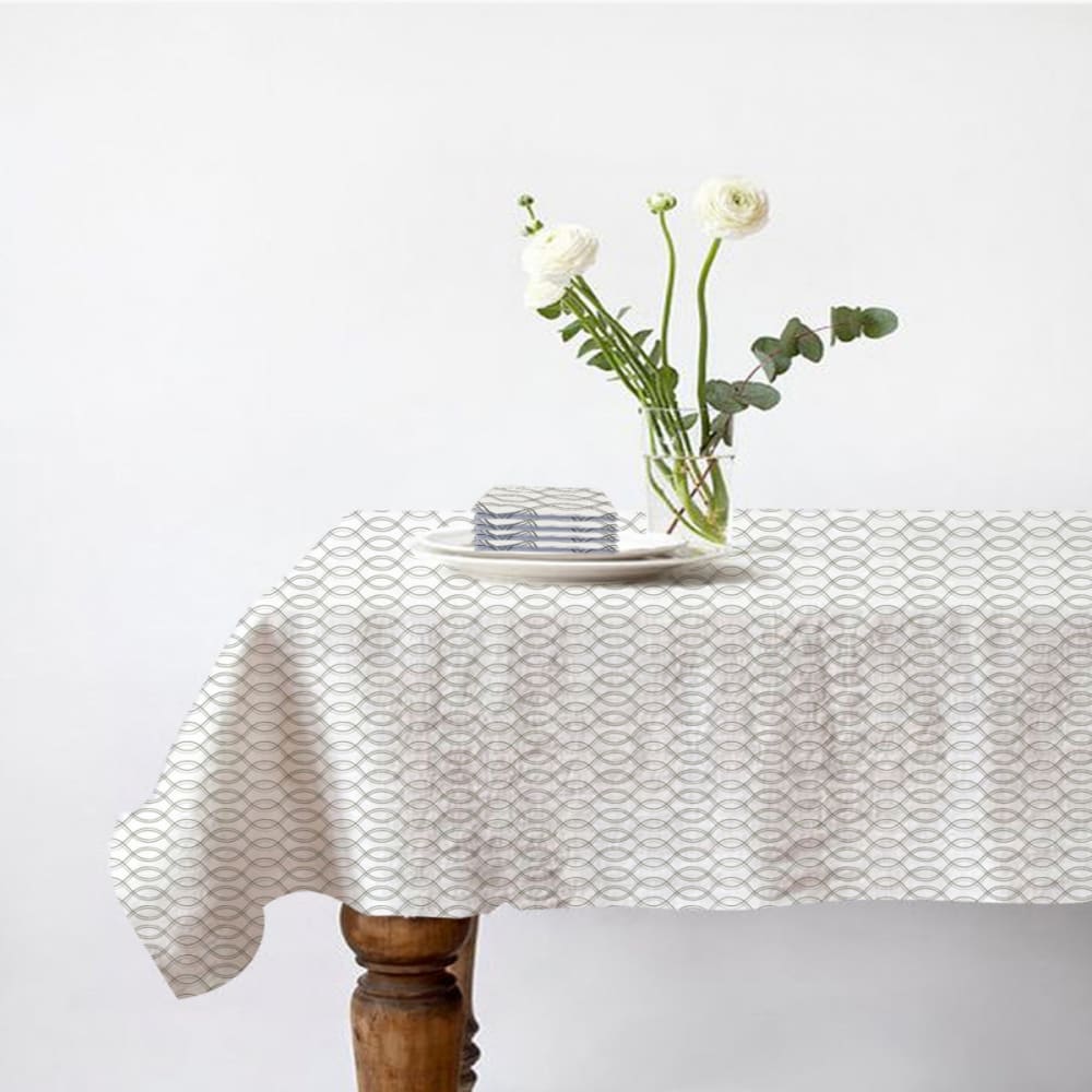 Lot nappe rectangle + 4 serviettes de table déperlante géométrique