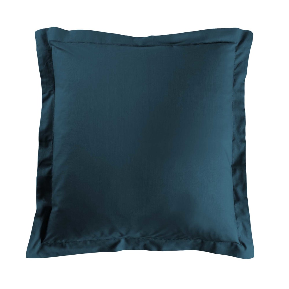 Douceur d'Intérieur Taie d'oreiller 57 fils bleue nuit 63x63cm style campagne - Coton