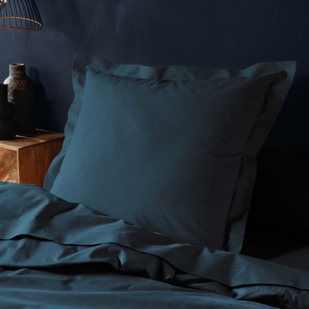 Taie d'oreiller 57 fils bleue nuit 63x63cm - Maisons du Monde