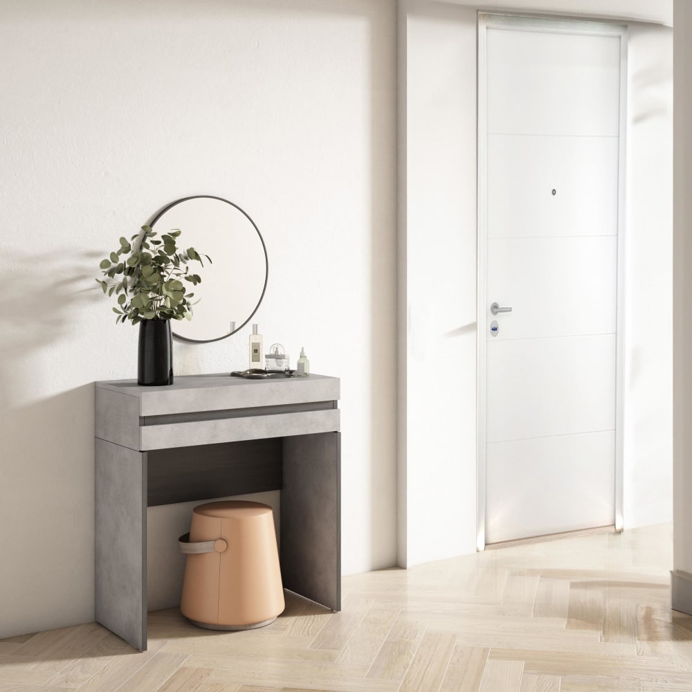 consola entrada efecto madera cemento 70x35x75cm
