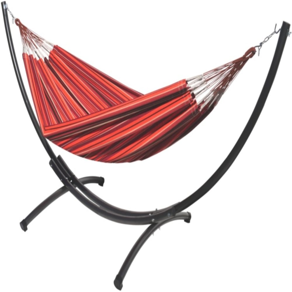 Hamac XXL en coton multicolore et support en métal