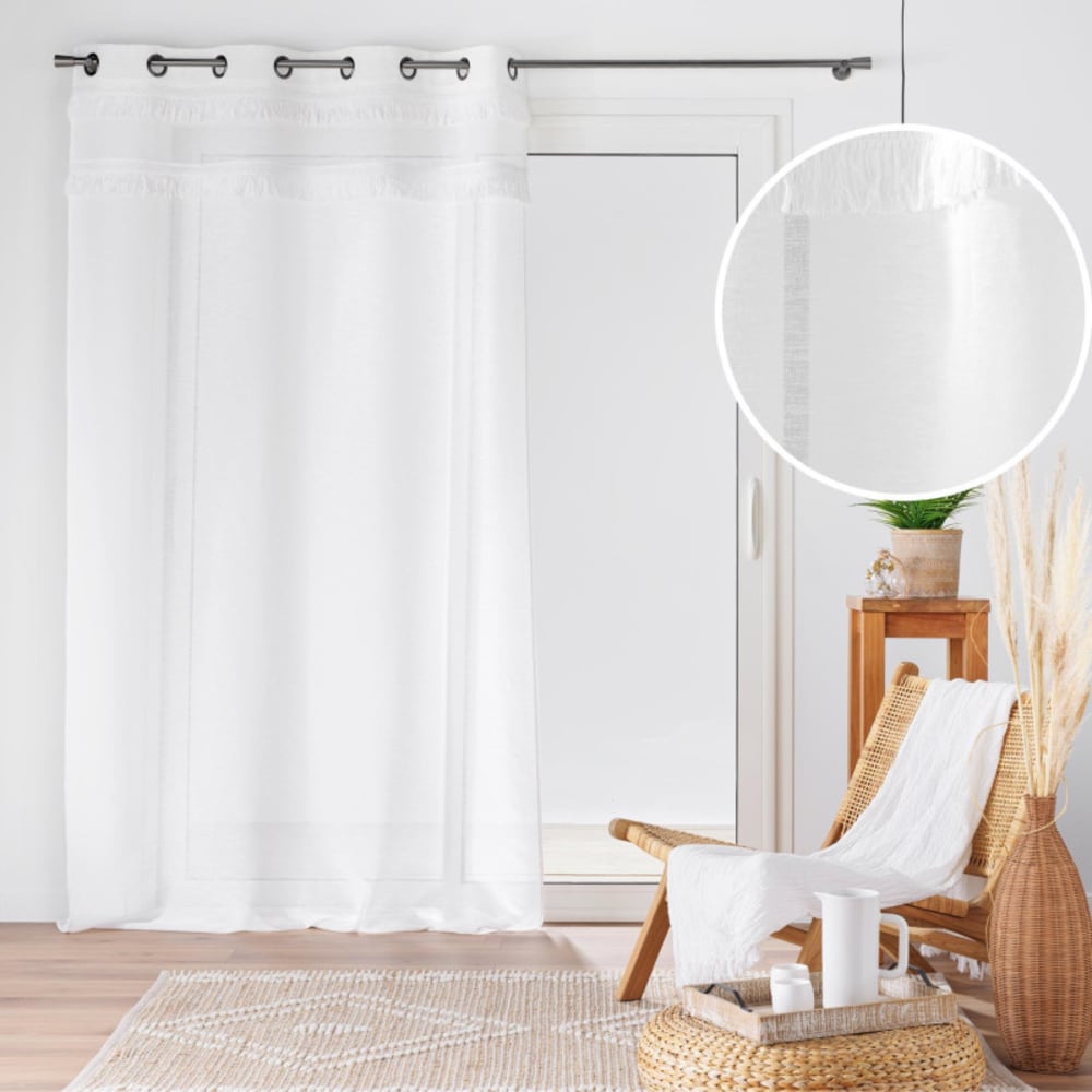 Voilage blanc frangé 140x240cm - Maisons du Monde