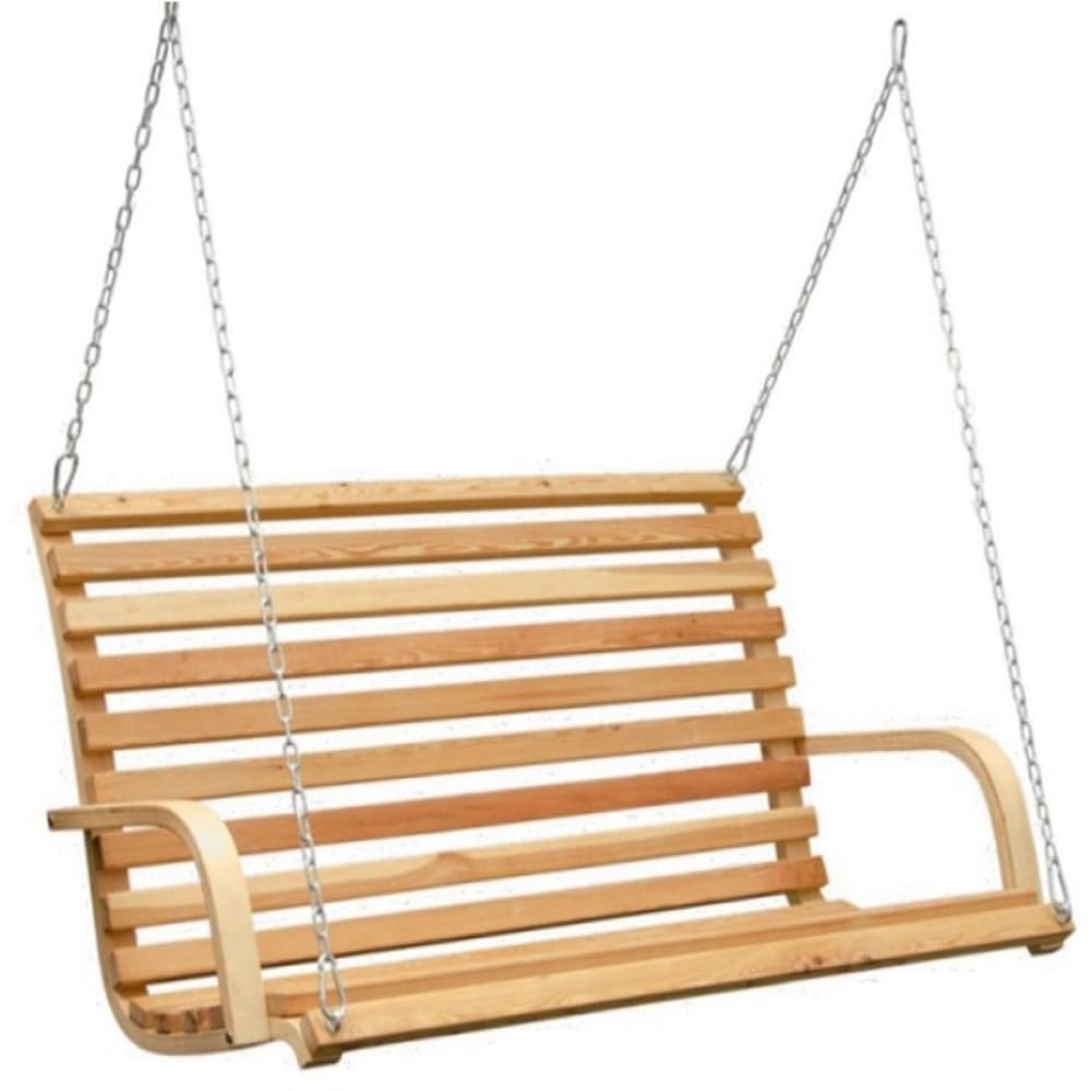 Banc suspendu en bois de mélèze et chaine