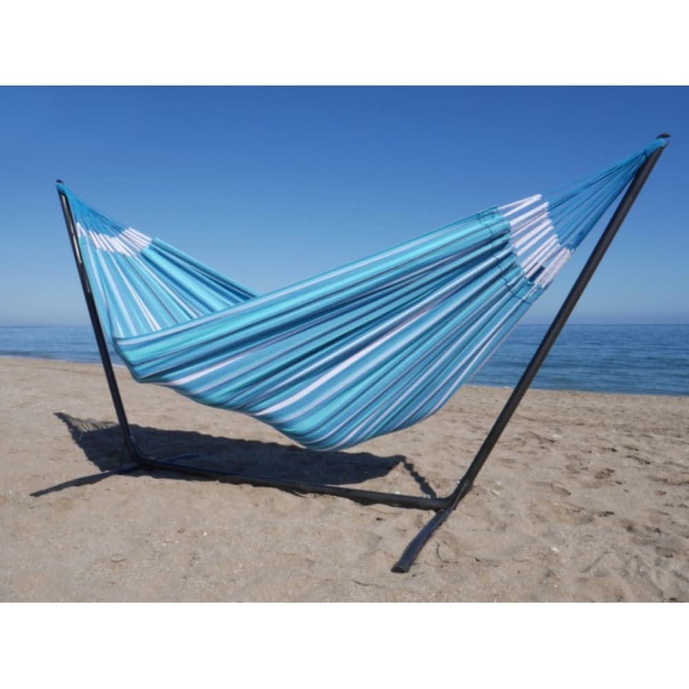 Hamac XXL en coton multicolore et support en métal