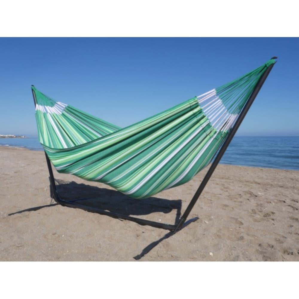Hamac XXL en coton multicolore et support en métal