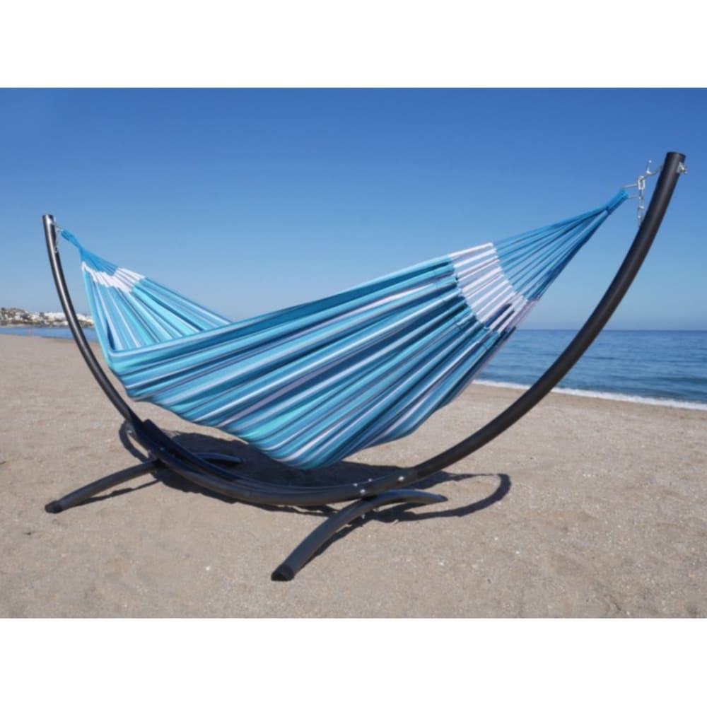 Hamac XXL en coton multicolore et support en métal