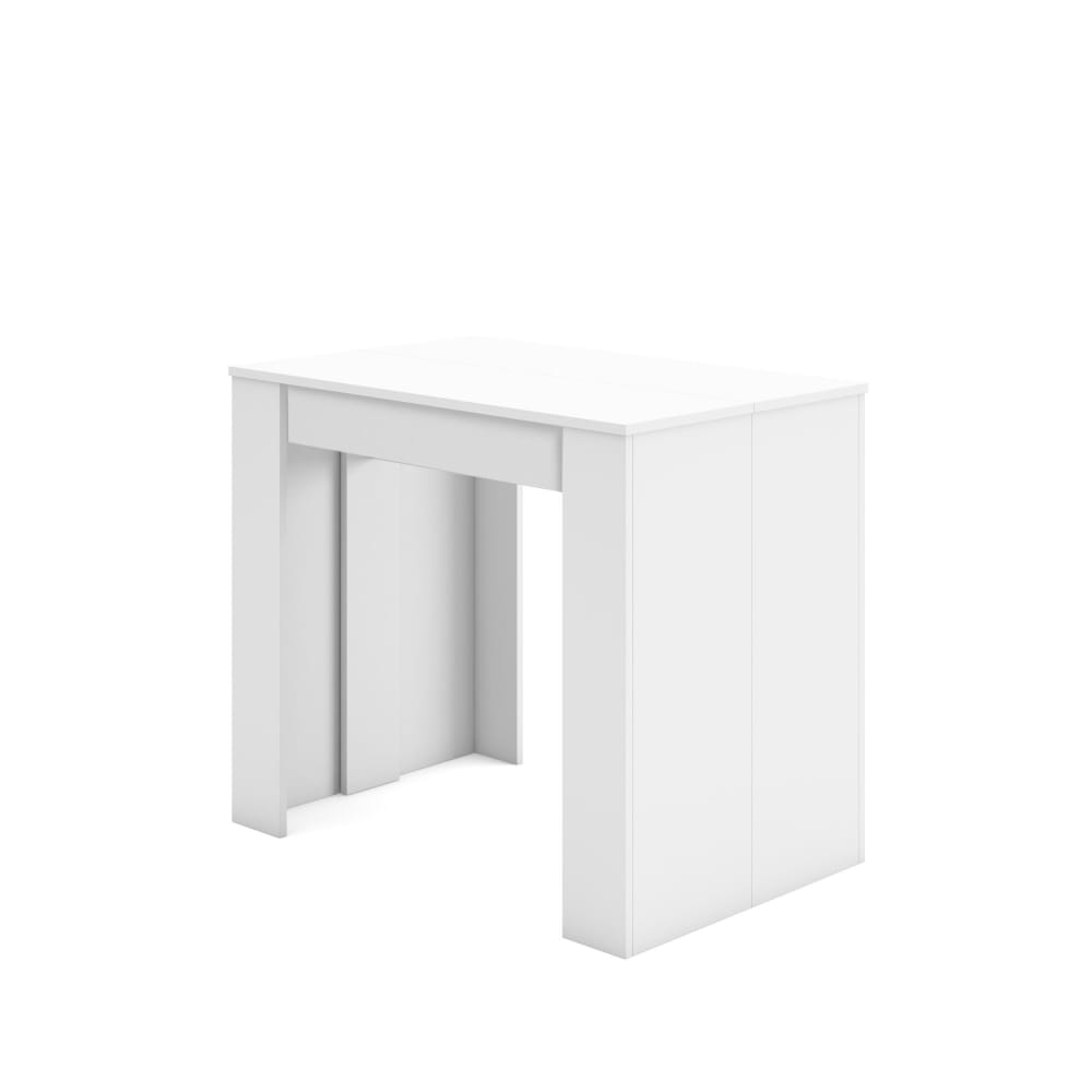 Console extensible effet bois blanc 262x90x77cm