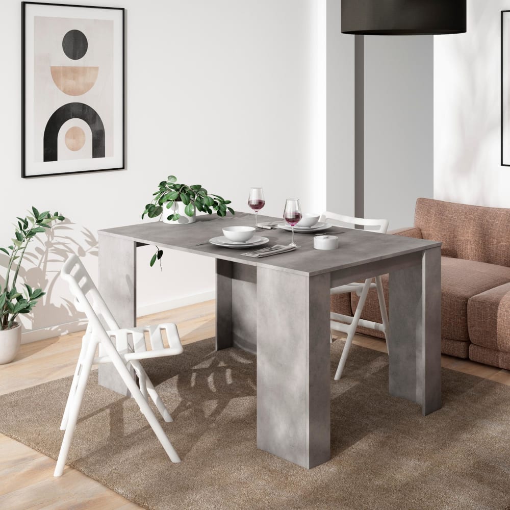 Skraut home Ausziehbare Konsole Holzeffekt 140x90x77cm Zement style modern Grau Spanplatte