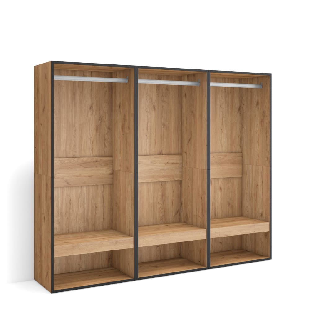 Offener Kleiderschrank Holzeffekt 180x35x145cm Eiche - Maisons Du