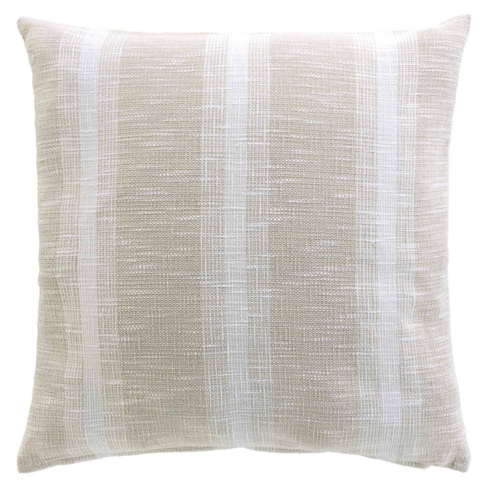 Coussin polycoton tissé à rayures naturel 60 x 60