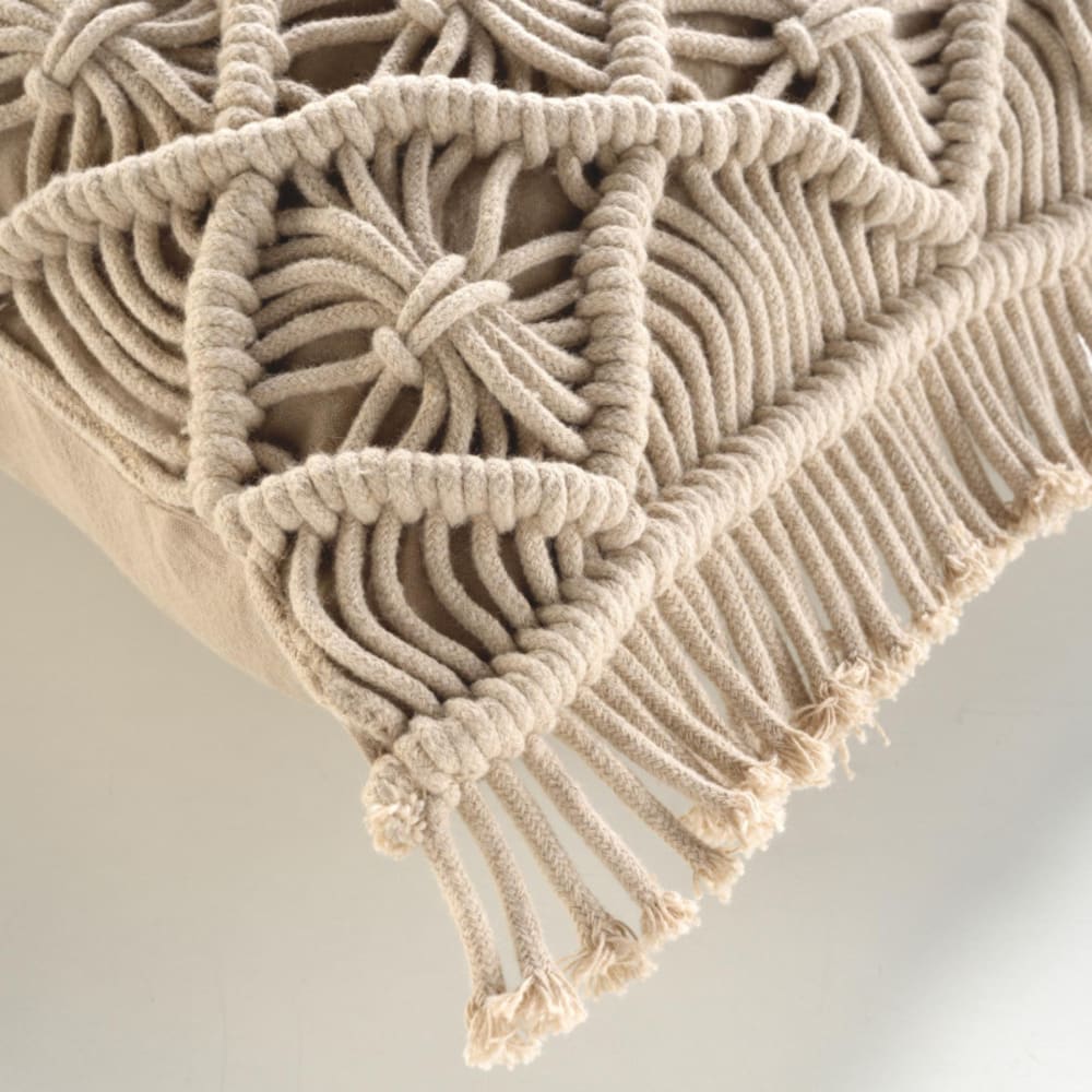 Coussin déhoussable macramé beige 30x50cm - Maisons du Monde