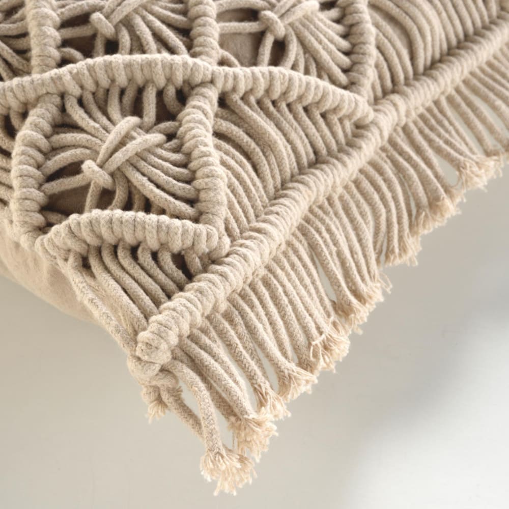 Coussin déhoussable macramé beige 40x40cm - Maisons du Monde