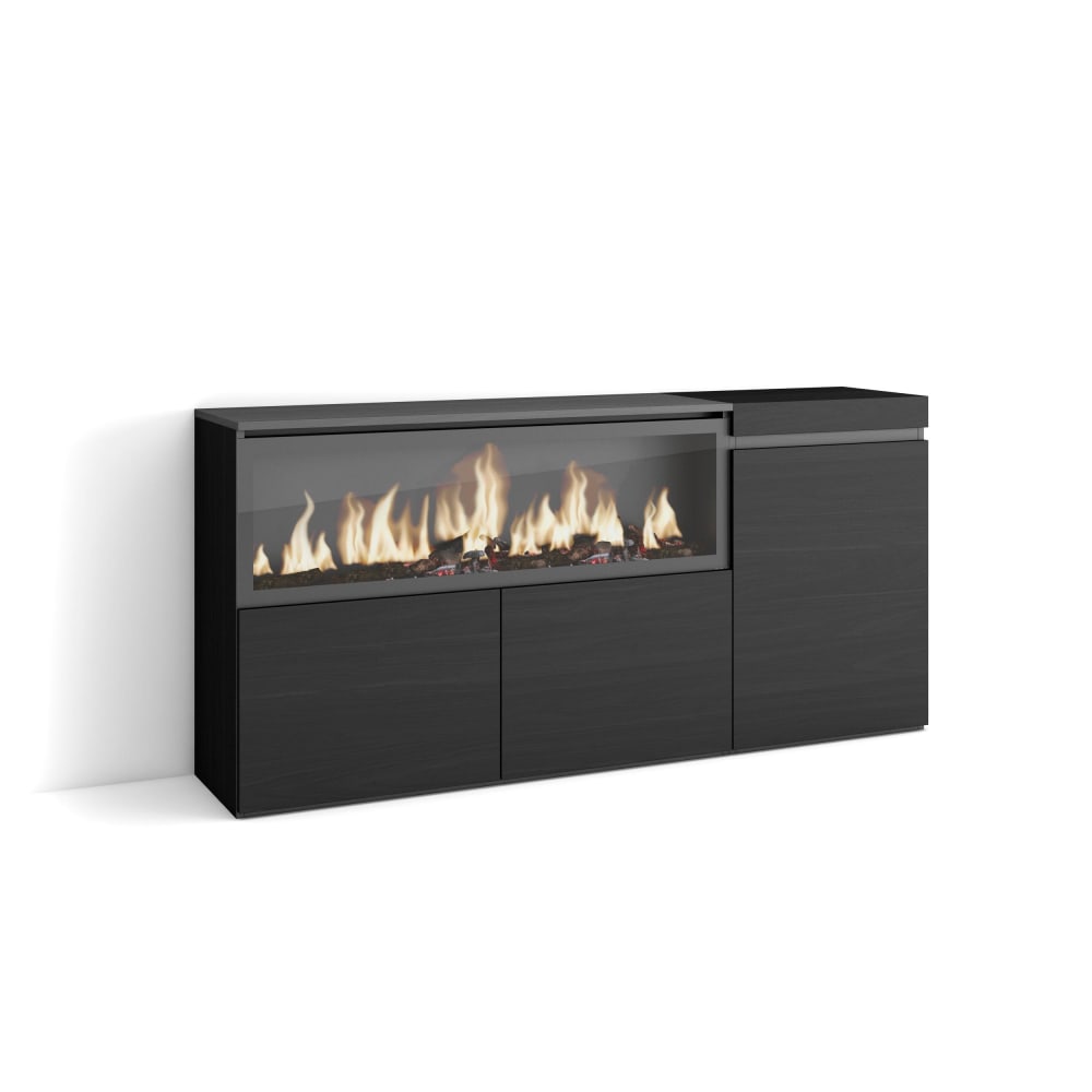 Sideboard Holzeffekt Kamin mit Feuereffekt XXL 158x35x75cm