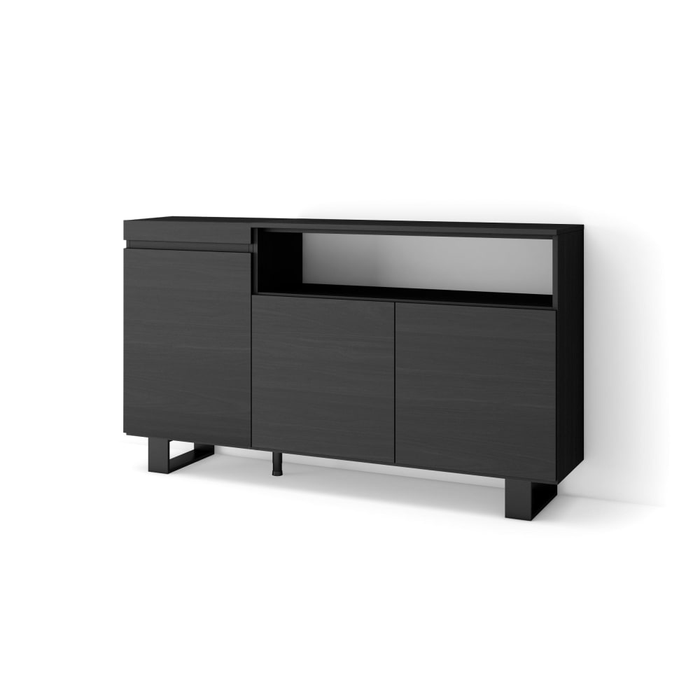 Buffet effet bois noir 150x35x87cm avec pieds - Maisons du Monde