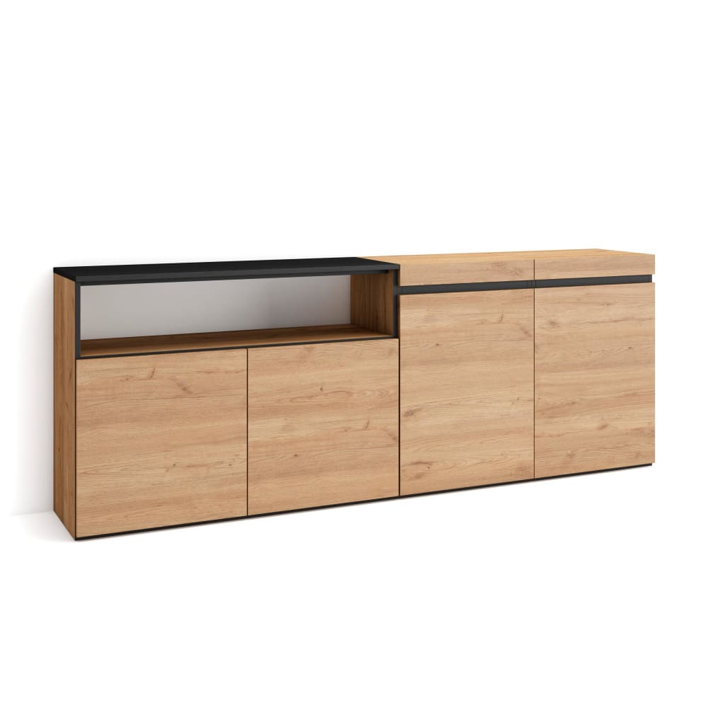 Buffet effet bois de chêne et noir 200x35x75cm - Maisons du Monde